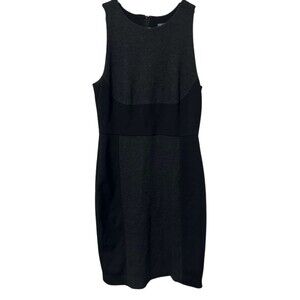 Vince Wool Blend Bodycon Dress Women's Size 10 Charcoal Black Midi Sleeveless